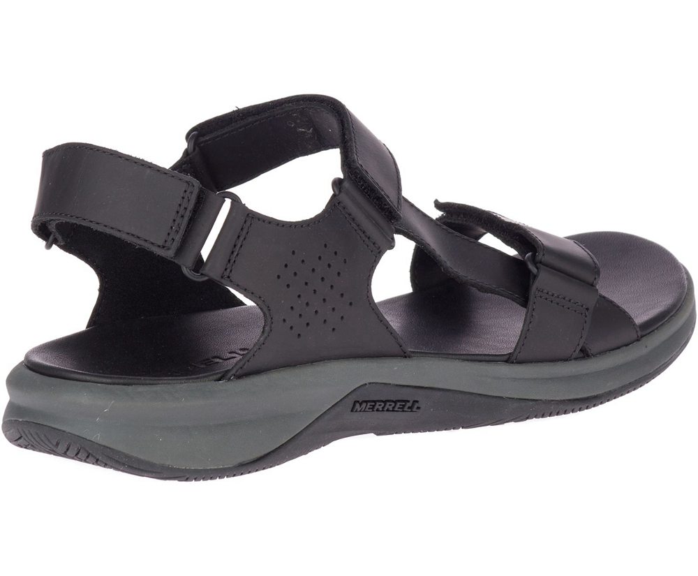 Sandały Merrell Męskie Czarne - Tideriser Luna Strap Skórzane - 340657-OMF